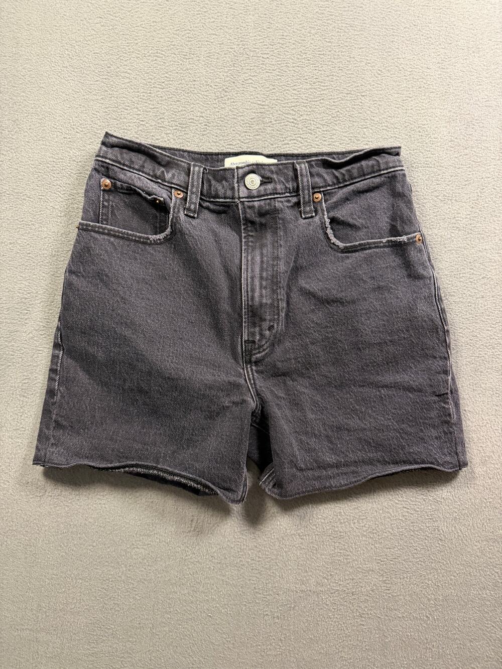 Abercrombie & Fitch Denim Shorts Womens 26 Gray Black High Rise Cutoff Raw Hem